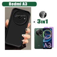 Redmi A3 Shockproof Phone Liquid Silicone Soft Cover 3in1 Redmi A3X A5 15 15C 14C 13C Anti Spy Scree