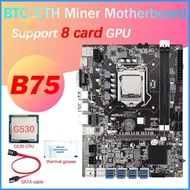 B75 8 Card BTC Mining Motherboard+G530 CPU+Thermal Grease+SATA Cable 8XUSB3.0(PCIE 1X) GPU Slot LGA1155 DDR3 RAM MSATA
