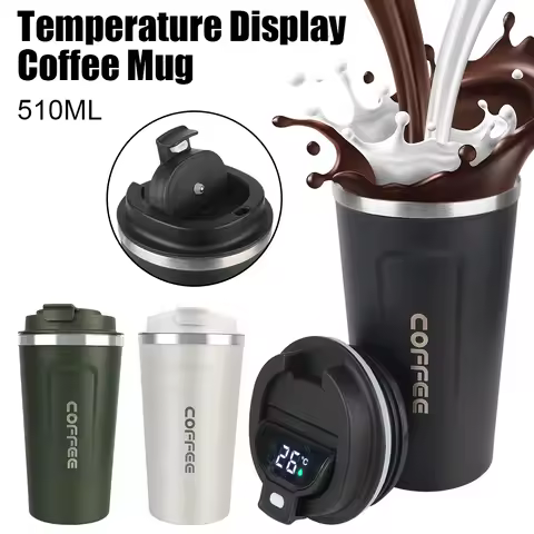 Car Thermos Mug Leak_Proof Travel Thermo Cup Temperature Display Coffee Mug for Tea Water Coffee The