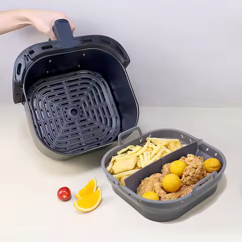Square Silicone Air Fryer Liners Reusable Silicone Basket Easy to Clean Air Fryers Pot for 5.8 to 8 