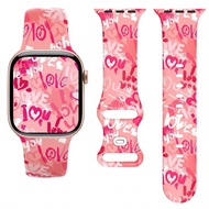 LOVE Art Graffiti Watch Band For Apple Watch Women's Band Fashion Casual Sports Rivet Buckle Silicon