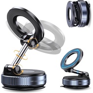 Car Phone Holder for Magsafe, 360° Adjustable Vacuum Magnetic Phone Mount with 3000gf Magnetic Grip 