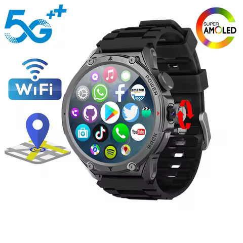 Lady 5G LTE Smartwatch with WiFi SIM 1.6 Inch AMOLED Display Rotating Cameras Video Call GPS Play St