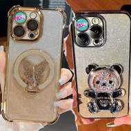 JRYU OPPO CUTE BEAR Gold Butterfly on your heart With Stand Holder Softcase Oppo A6C RENO16 RENO16F 