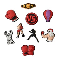 New Jibbits Charm New Boxing fighting Crocs Shoes Flower PVC soft rubber shoe buckle Boys beach shoe
