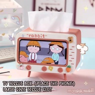 Comel TV Tissue Box Dispenser Storage Tissue Holder With Phone Holder Supplies Creative TV Shaped Bo
