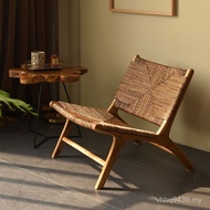 Rattan Single Sofa Chair Leisure Chair Solid Wood Back Chair Balcony B & B Log Log Lonely Style B & 
