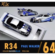 404 Error 1:64 GTR R34 Silver Blue, Custom Limited EditionResin Car Model Collection