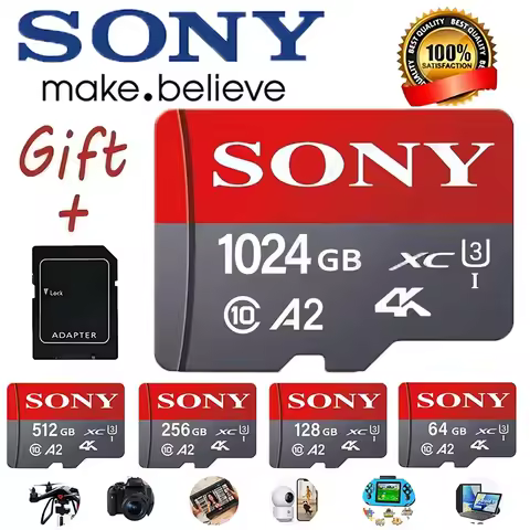 Sony-SD 1TB Micro TF Mini SD Card 256GB 512GB 128gb 64GB TF Memory Flash Card for Phone/Computer/Cam