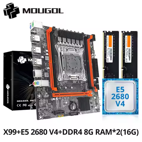 MOUGOL X99 Gaming Motherboard Kit with Intel Xeon E5 2680 V4 & DDR4 8Gx2 2133MHz Dual Channel ECC RA