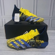 Kasut Bola Sepak  Predator Freak .1 X-MEN Bright Yellow Silver Metallic Core Black FG Outdoor Men's 