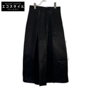 Cyclas R04-62028 Black Linen x Acetate Multi-Tuck High-Waist Wide Pants Size 36 [Used]