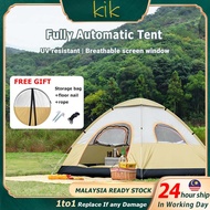 2-4Camping Equipment Camping Tent Family Tent Automatic Double-Layer Waterproof Rainproof Tent Khemah Camping Waterproof