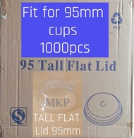 (1000pcs) PET (95mm) FLAT/DOME/STRAWLESS/TALL FLAT Lid 1 BOX Disposable Lids