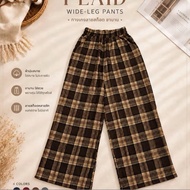 Plaid Pants Wide Legs Length 41 Inches