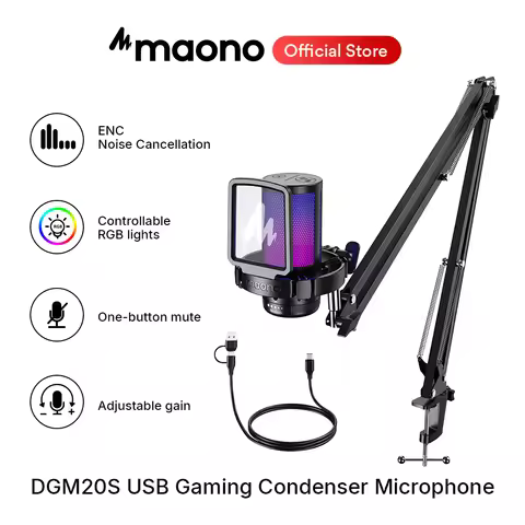 maono DGM20S USB Microphone Gaming Mic Condenser Mic RGB USB Mic with Mic Gain and Noise reduction s