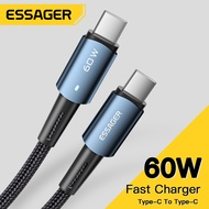 Essager PD 100W/60W สายเคเบิล USB Type C เป็น USB Cสายชาร์จเร็ว QC 4.0 USB-C สำหรับ Macbook Air 2020 MacBook Pro 2018 Samsung S20 + Xiaomi