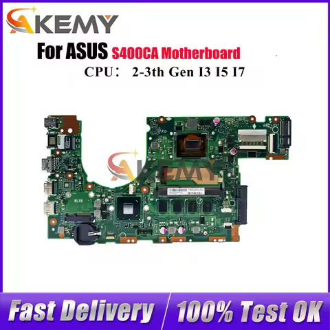 S400CA Laptop Motherboard For ASUS VivoBook S400CA S400C Notebook Mainboard With I3 I5 I7 CPU 100% t