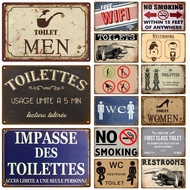 WC Toilet Tin Sign Poster Vintage Wall Posters Metal Sign Decorative Wall Plate Kitchen Plaque Metal Vintage Decor