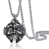 Norse Viking Jewelry for Men Women, Vintage Thor Hammer/Thor Axe/Raven/Odin Necklace, Black/Gold Pla