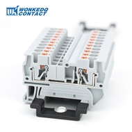 10Pcs PT4 Push-in Din Rail Terminal Block 0.5-4mm² 24-10AWG Wire Cable Connectors Mount on NS35 PT 4