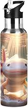 Pink Axolotl Underwater Stainless Steel Vacuum Insulated Water Bottle 32 Oz Leakproof Water Bottles,