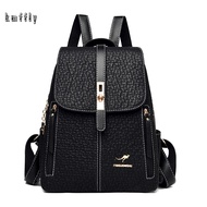 Fashion Leather Backpack Solid Color Women's Backpacks Ladies Anti Theft Travel Backpack  Waterproof  Bag Black One