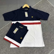 MERAH LYLE&SOOT 3D POLOSHIRT WHITE RED NAVY EMBROIDERED LOGO PIQUE MATERIAL 24S FULLTAG PREMIUM LABE