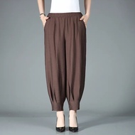 Middle-Aged And Elderly Women Summer Harem Pants Thin Cotton And Linen Casual Ankle-Length Pants 2024 New Mom Pants Loose Radish