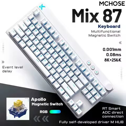 MCHOSE MIX87 Wired Gaming Keyboard Magnetic Swtich Keyboard 8K+256K Esport 0.08ms Low Latency E-Spor