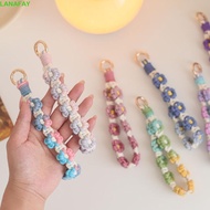 LANAFAY Daisy Flower Keychain, Keyring DIY Craft Accessories Gradient Color Boho Phone Case Rope, Pe