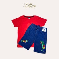 Short jean set (Plain T + Seluar pendek soft jean) 1 - 6 tahun