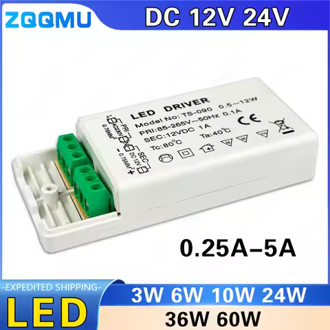 12V 24V LED Driver Transformer Power Adapter Suitable for 3W 6W 10W 12W 24W 36W 60W LED Bulb Light S