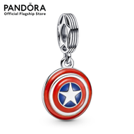 Pandora Marvel Captain America Shield sterling silver dangle with blue and red enamel