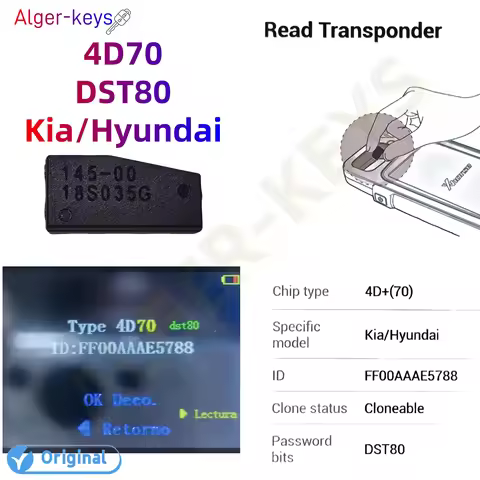Alger-keys Original 4D70 Transponder chip ID 70 DST80 For Kia Hyundai 80 bit Transponder chip 4D 70 