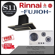 Rinnai RH-C1059-PBR Sleek &amp; Stylish Matt Black Design Plasma Filter Technology  Chimney Hood + Fujioh FH-GS5035 SVSS Stainless Steel Gas Hob With 3 Different Burner Size BUNDLE DEAL - FREE DELIVERY