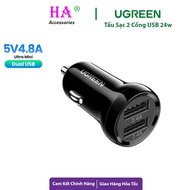 Ugreen Mini Car Charger 24w 2 Ports USB A 5V2.4A Super Compact Size 50875