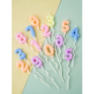 Macaroon Number Candle 0-9 Straw Decor Macaron Color 0-9 Color Number Balloon Shape Birthday Candle 