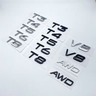 ABS Letters Numbers Emblem D5 T3 T4 T5 T6 T8 V8 AWD Trunk Lid Badge Decal Car Sticker for Volvo Glos