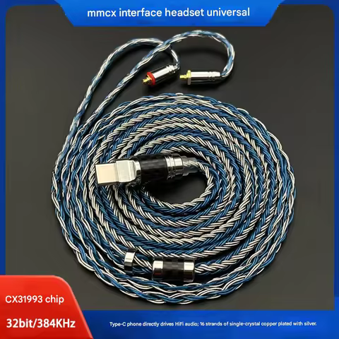 16 Strands OCC Silver Plated MMCX IEM Cable Type C, HIFI Earphone Upgrade Wire Replacement for SE215