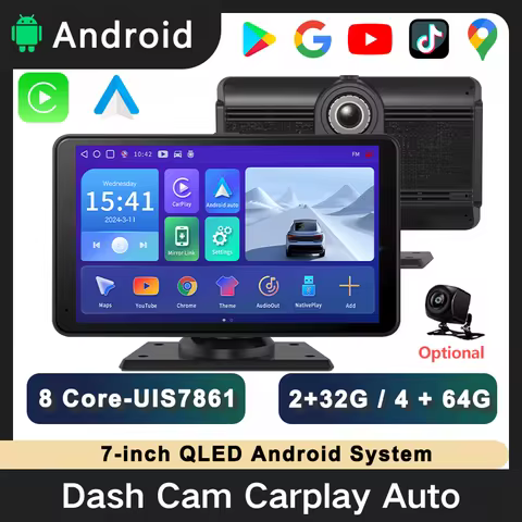 Android System 8core 4+64G 7inch Dash Camera Player Wireless Android Auto Carplay Screen Google Play