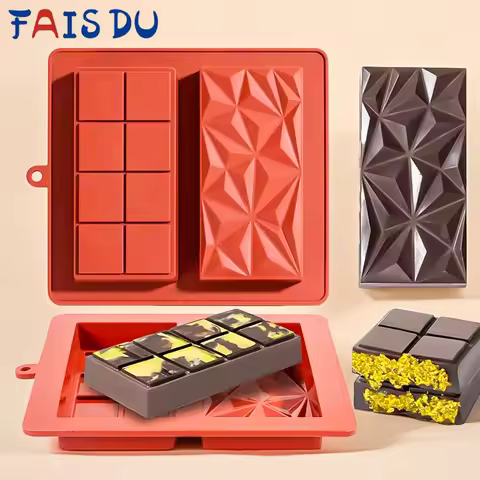 FAIS DU Chocolate Bar Mold Silicone Thick Chocolate Bar Mold Durable Rectangle Dubai Chocolate Bar M