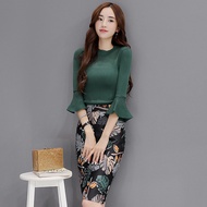 Elegant knitted printed suit evening wedding dresses dinner mini dress prom