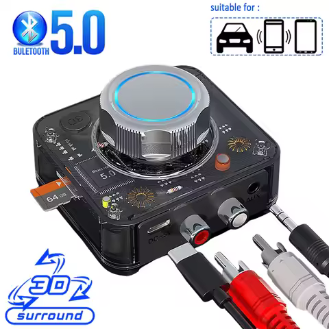Bluetooth 5.0 Receiver 3D Stereo TF Card RCA 3.5mm AUX Jack Wireless Adapter For Speaker Amplifier C