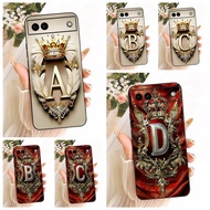 For Google Pixel 6A Case GX7AS GB62Z G1AZG Cover Fashion Initial Letters Crown Soft Silicone Phone C