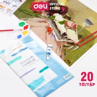 Giấy vẽ màu nước 230/180/160 gsm 20 tờ khổ 8K/16K/ 32K chuyên dụng Deli Gouache water color paper- 7