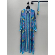 2025 Latest Ver Womens Long Sleeve Blue Maxi Dresses Size:S_XL Ic8