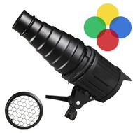 RGAER Color Filter Kit Conical Snoot Honeycomb Grid Aluminum Alloy Flash Mount Snoot Universal Metal Photography Flash Snoot Photo Studio