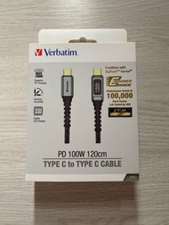 Verbatim PD 100W Type C to Type C 充電線