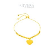 SILVERA 24K Yellow Gold Plated Amore Beads Adjustable Bracelet, 925 Silver by Masdora
